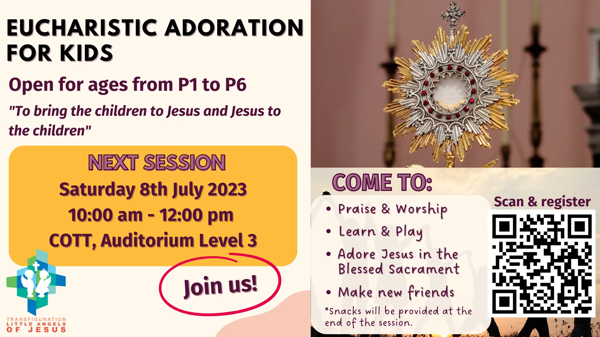 Eucharistic Adoration for Kids Church of the Transfiguration Singapore